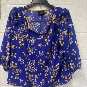 W5 Women's Royal Blue Floral Blouse